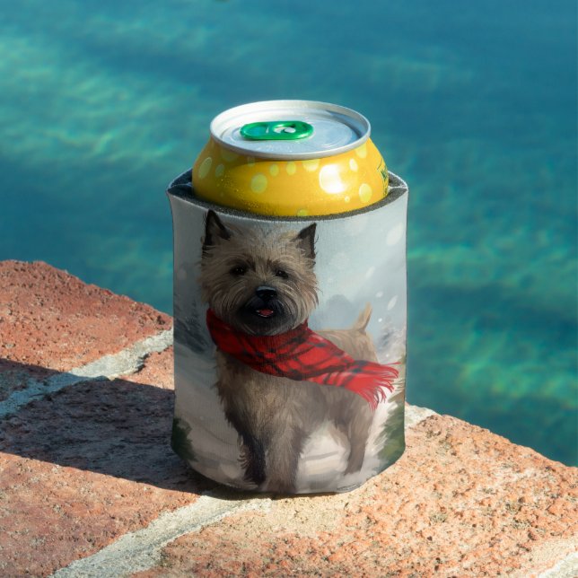Rafraîchisseur Pour Canette Cairn Terrier Dog dans Noël de neige (Piscine in situ)