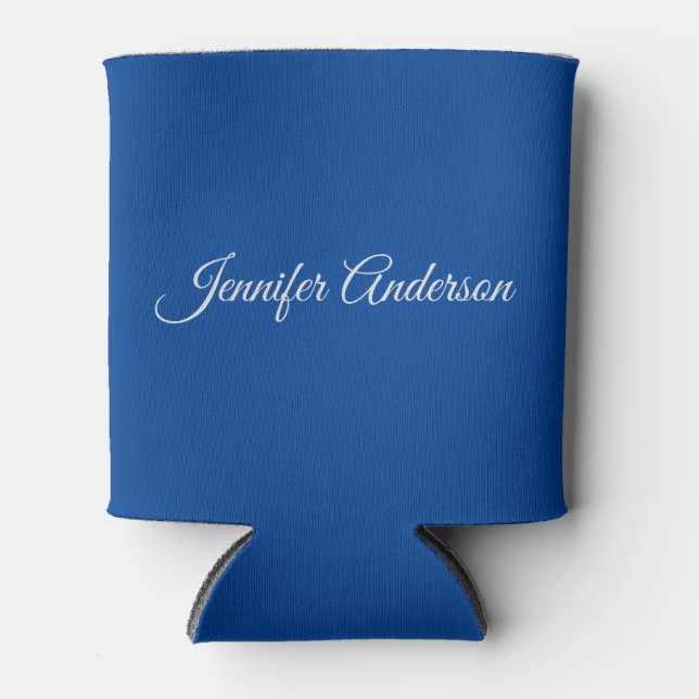 Rafraîchisseur Pour Canette Calligraphie Chic Elégant Bleu Profond Personnalis (Devant)
