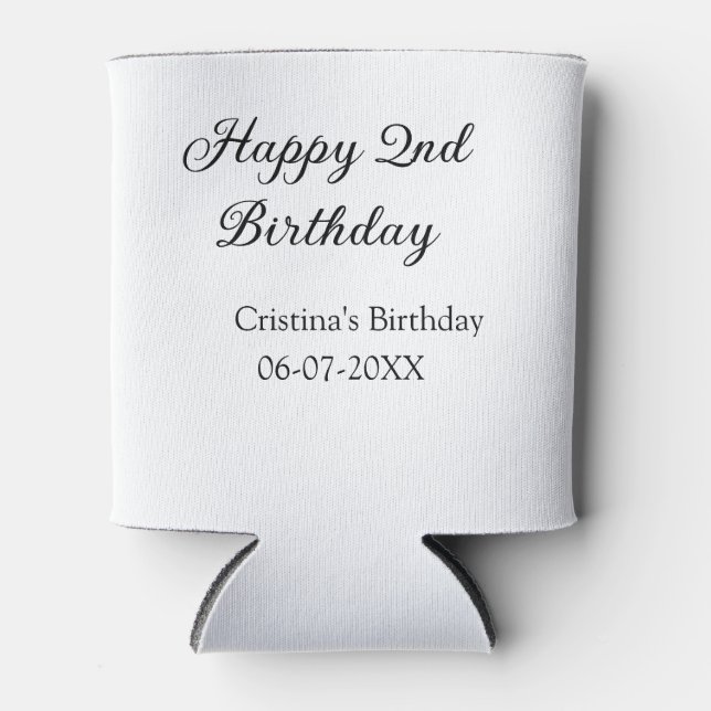 Rafraîchisseur Pour Canette calligraphie simple minimum heureux 2e anniversair (Devant)