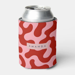 Rafraîchisseur Pour Canette Camouflage Abstrait Rose et Rouge Personnalisé et