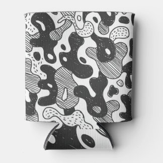 Rafraîchisseur Pour Canette Camouflage de Doodle Abstrait style noir