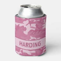 Camouflage Monogramme Pink Can Cooler