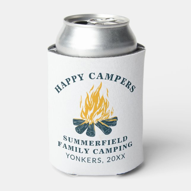 Rafraîchisseur Pour Canette Camping Voyage Famille Correspondance Happy Camper (Can devant)