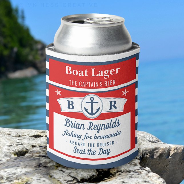 Rafraîchisseur Pour Canette Capitaine Bateau Lager Beer Striped Ship Ancre Cus (Créateur téléchargé)
