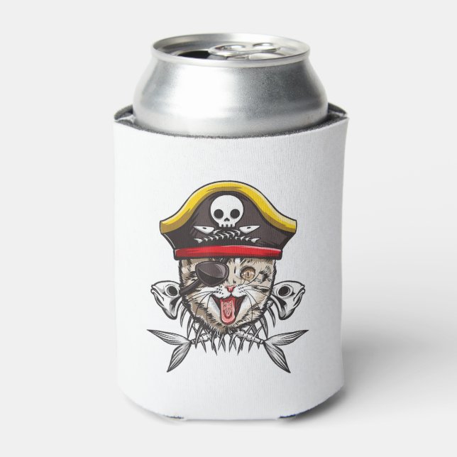 Rafraîchisseur Pour Canette Capitaine Pirate Chat Hommes Jolly roger Drapeau C (Can devant)