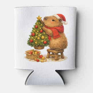 Rafraîchisseur Pour Canette Capybara de Noël décorant l'arbre