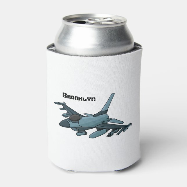 Rafraîchisseur Pour Canette Caricature d'avion de chasse militaire (Can devant)