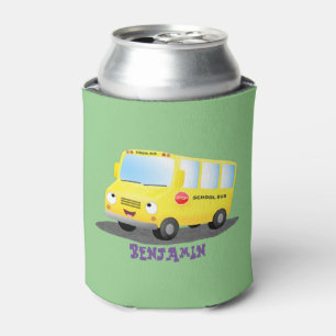 Rafraîchisseur Pour Canette Caricature du bus scolaire jaune joyeux