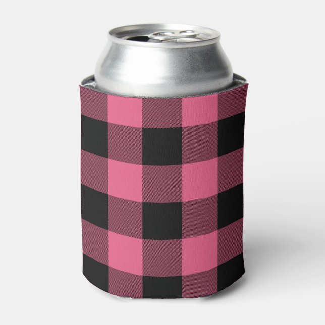 Rafraîchisseur Pour Canette Carrés à carreaux rose et noir Plaid de Buffalo (Can devant)