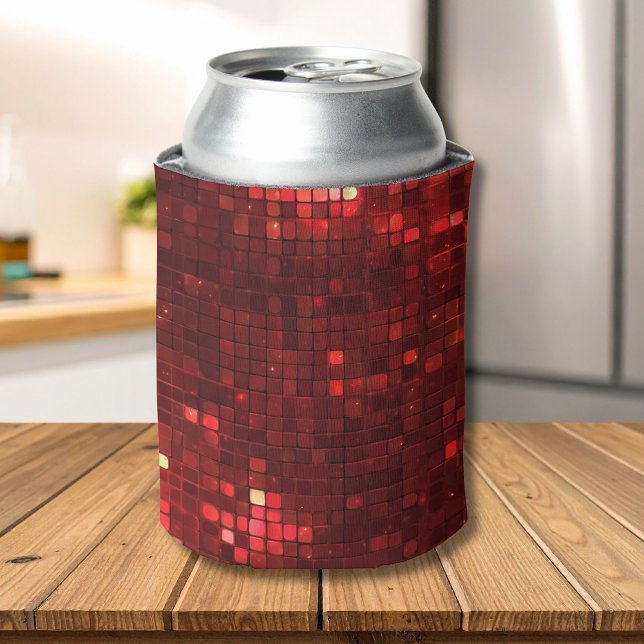 Rafraîchisseur Pour Canette Carrés de style disco rouge motif de la Saint-Vale (Créateur téléchargé)