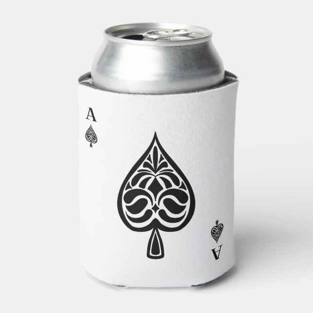 Rafraîchisseur Pour Canette Carte de jeu Ace of Spades Black and White (Can devant)
