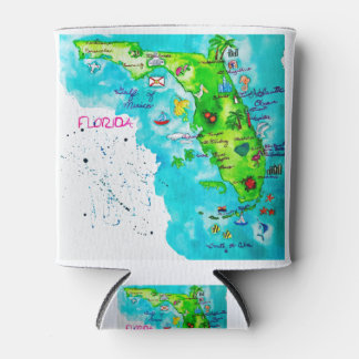 Rafraîchisseur Pour Canette Carte de l'aquarelle de Floride