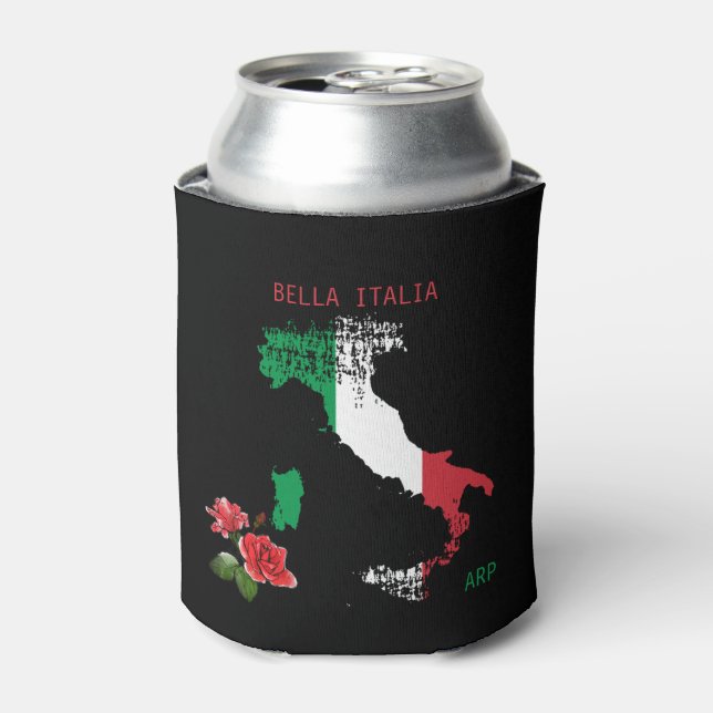 Rafraîchisseur Pour Canette *~* Carte de l'Italie Saluti Italia Langue italien (Can devant)