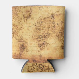 Rafraîchisseur Pour Canette Carte du Vieux-Monde : Parchemin Vintage