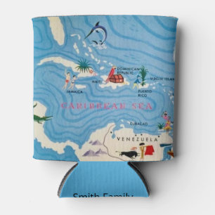 Rafraîchisseur Pour Canette Carte illustrée des îles des Caraïbes