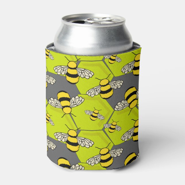 Rafraîchisseur Pour Canette Carton Bee Hive gris vert (Can devant)