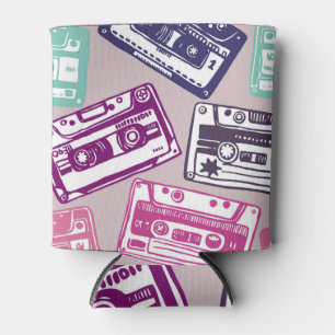 Rafraîchisseur Pour Canette cassettes rétro, motif dessiné à la main.