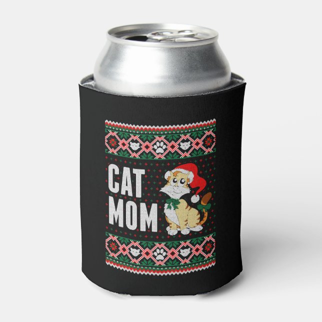 Rafraîchisseur Pour Canette Cat Maman Ugly Christmas Sweater (Can devant)