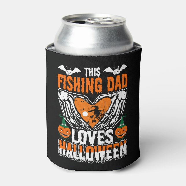 Rafraîchisseur Pour Canette Ce papa de pêche aime Halloween (Can devant)