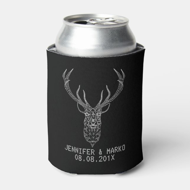 Rafraîchisseur Pour Canette Cerf de Noël géométrique noir et blanc (Can devant)