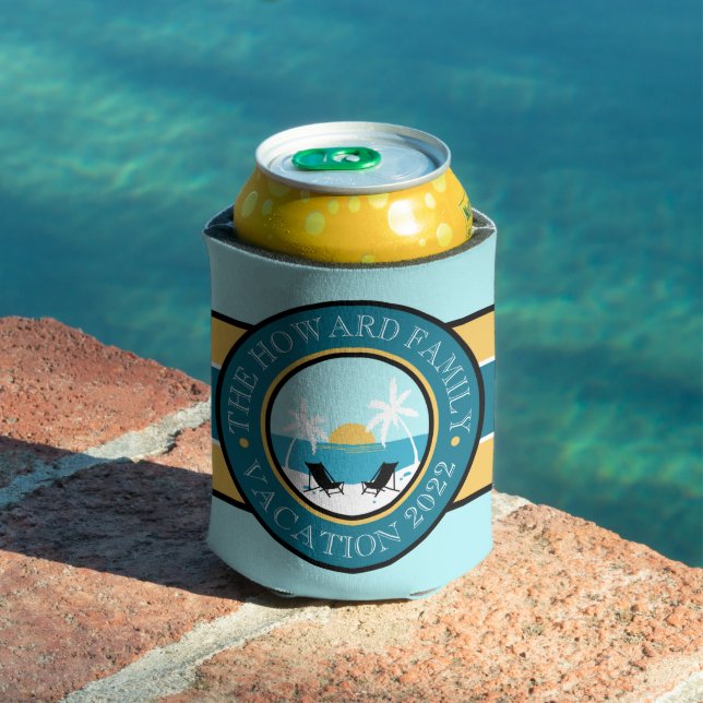 Rafraîchisseur Pour Canette Chaises de plage et logo de coucher de soleil (Piscine in situ)