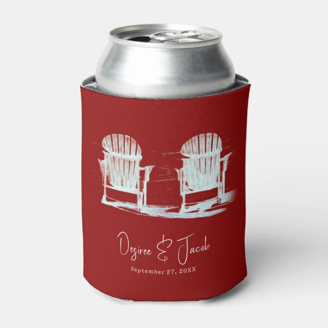 Rafraîchisseur Pour Canette Chaises De Plage Rouge Blanc Rustique Mariage (Can devant)