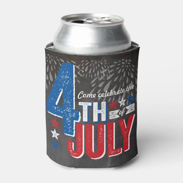 Rafraîchisseur Pour Canette Chalkboard Patriotique Fireworks 4 juillet Parti (Can devant)