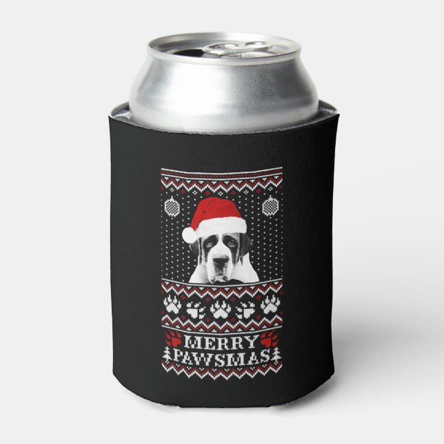 Rafraîchisseur Pour Canette Chandail de Noël moche pour amoureux de St Bernard (Can devant)