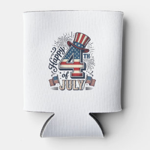 Rafraîchisseur Pour Canette Chapeau patriotique vintage Happy 4 juillet Vecteu