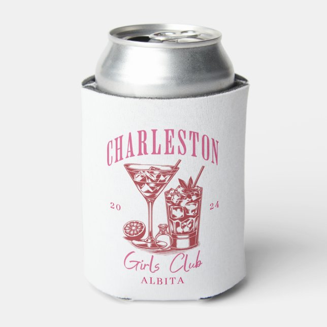 Rafraîchisseur Pour Canette charleston bachelorette week-end rose (Can devant)