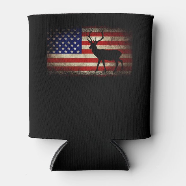 Rafraîchisseur Pour Canette Chasse aux cerfs Drapeau américain USA Fier chasse (Devant)