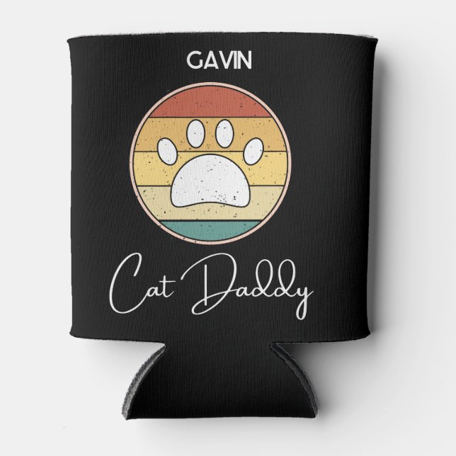 Rafraîchisseur Pour Canette Chat Daddy Retro Chat Paw Grand-père Noël Cadeau (Devant)