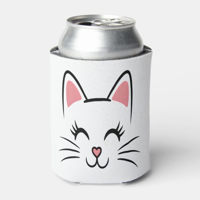Rafraîchisseur Pour Canette Chat Face Whiskers Imprimer L'Amour Halloween (Can devant)