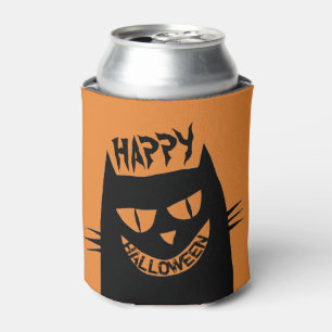 Rafraîchisseur Pour Canette Chat noir d'Halloween déplaisant sur Orange