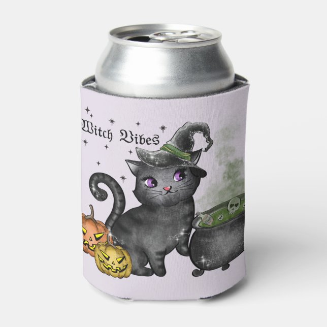 Rafraîchisseur Pour Canette Chat noir sorcière | Vibes sorcières (Can devant)