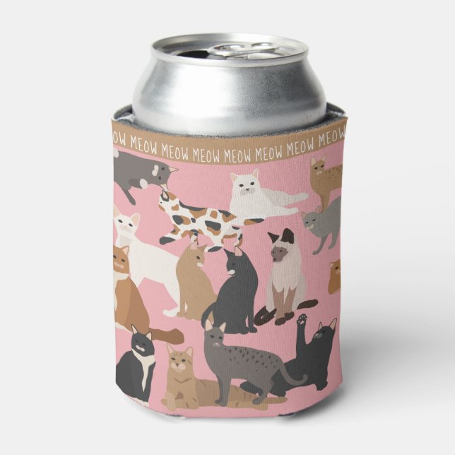 Rafraîchisseur Pour Canette Chat | Pink Crazy Cat Lady (Can devant)