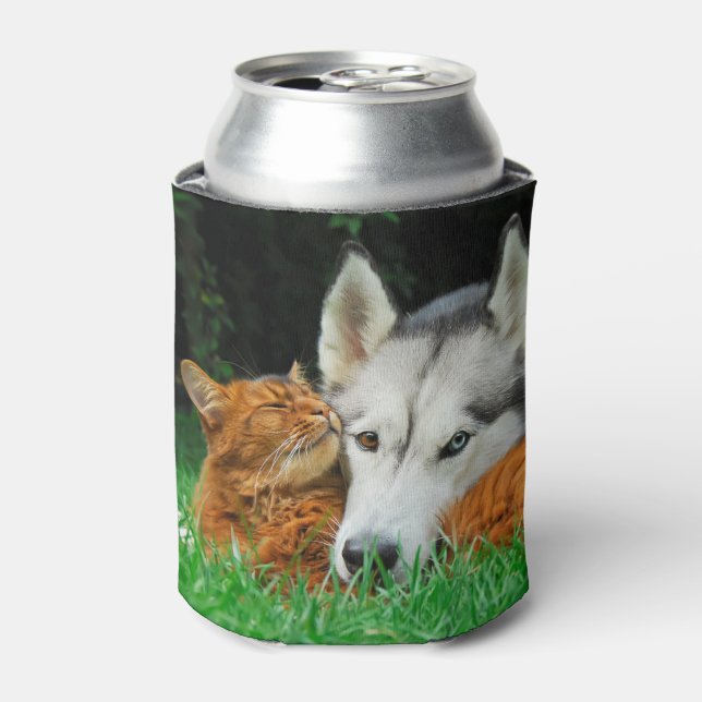 Rafraîchisseur Pour Canette Chat somalien et Sibérie Husky mignon amis Bawdle (Can devant)