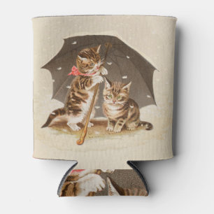 Rafraîchisseur Pour Canette Chatons vintage sous parapluie art de chat antique