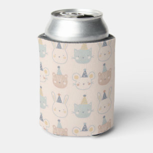 Rafraîchisseur Pour Canette Chats Mignons Lapins et Ours Visages Motif Pastel