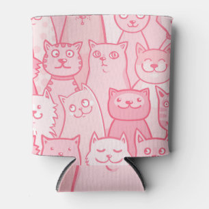 Rafraîchisseur Pour Canette Chats Roses, Motif Adorable Sans Seamless.