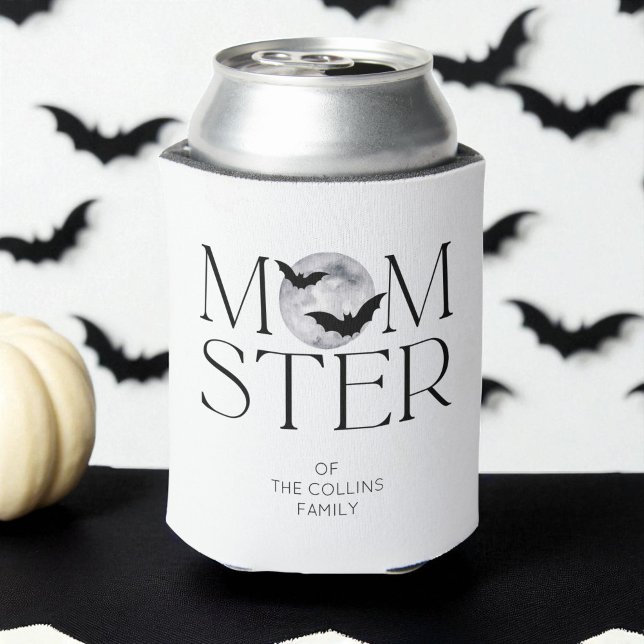 Rafraîchisseur Pour Canette Chauve-lune noire moderne Chauve-lune Halloween Mo (Modern Black Moon Bats Halloween Momster Mom Can Cooler)