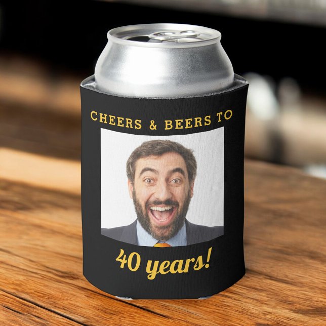 Rafraîchisseur Pour Canette Cheers & Beers 40 Anniversaire Photo Keepsaké (Créateur téléchargé)