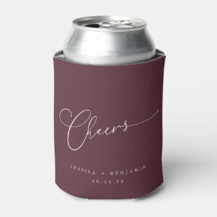 Rafraîchisseur Pour Canette Cheers Minimal Burgundy Script personnalisé mariag