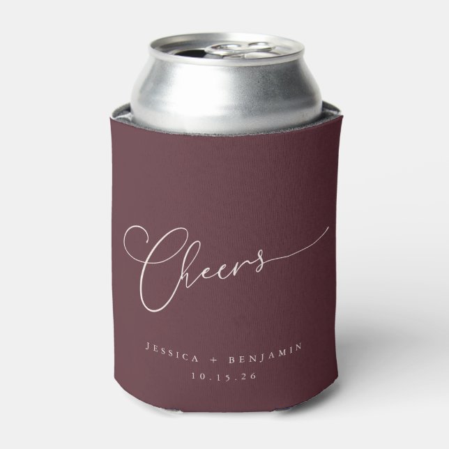Rafraîchisseur Pour Canette Cheers Minimal Burgundy Script personnalisé mariag (Can devant)
