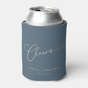 Rafraîchisseur Pour Canette Cheers Minimal Dusky Blue Script Personnalisé Mari