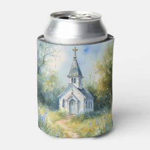 Rafraîchisseur Pour Canette Chemin rustique d'église dans une prairie de fleur