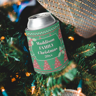 Rafraîchisseur Pour Canette Chemise laide de Noël rétro avec des arbres en ver