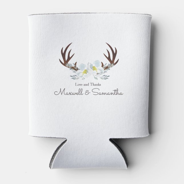 Rafraîchisseur Pour Canette Cher Mariage rustique Antler (Devant)