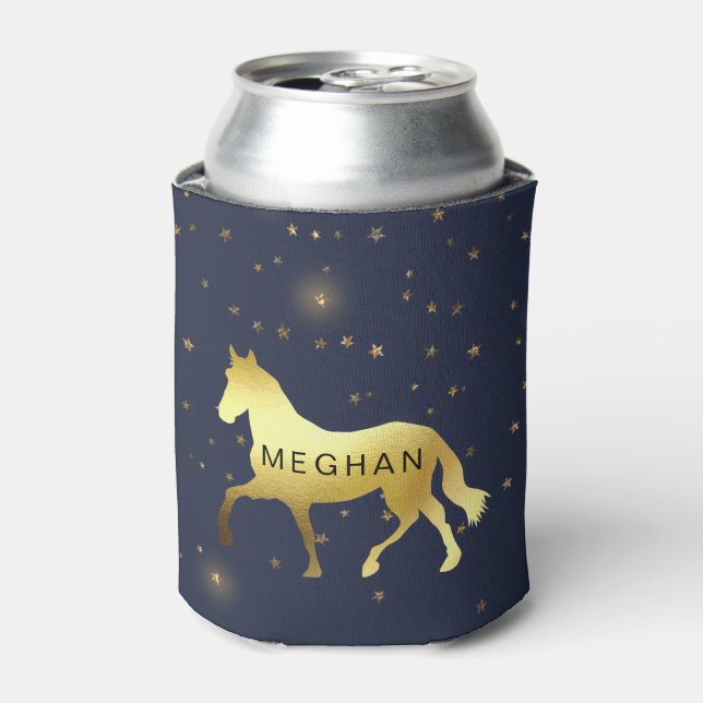 Rafraîchisseur Pour Canette cheval d'or étoiles équestre Monogramme (Can devant)