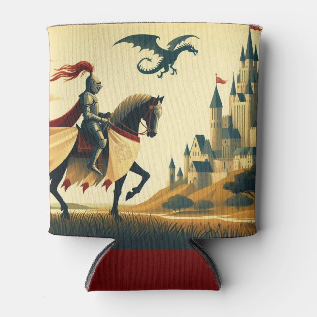 Rafraîchisseur Pour Canette Chevalier médiéval/dragon/château fantastique (Devant)